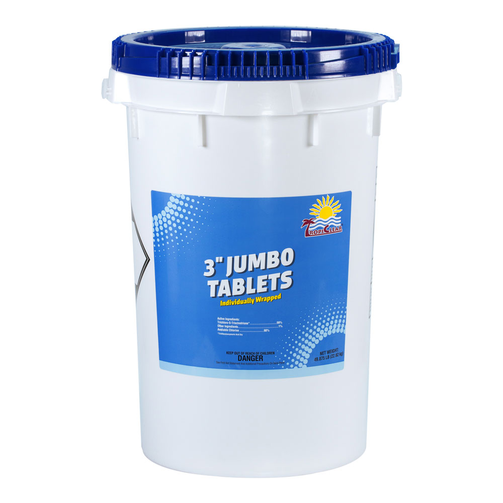 TropiClear 3" Jumbo Tablets Individually Wrapped 49.875 LB bucket